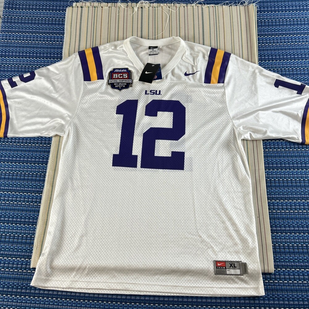 NEW LSU Nike Football Jersey Mens XL White NOS 2011 BCS Bowl 2012 Champion #8394